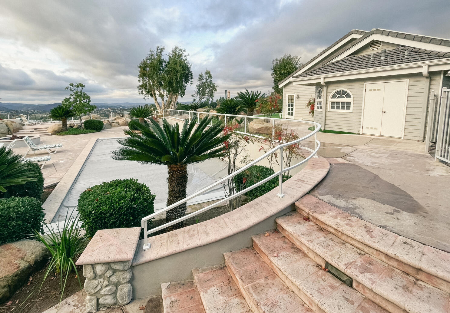 Metal and glass railing